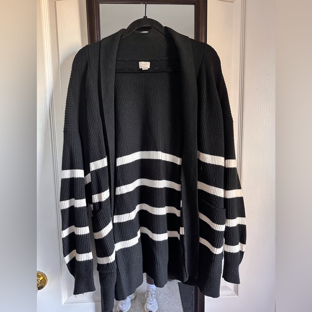 A New Day Black and White striped cardigan, size XL